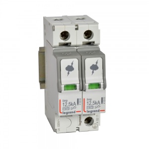 УЗИП (разрядник) Legrand T1+T2, 2P, 12.5kA(10/350мкс), 25кА(8/20мкс), класс B+C