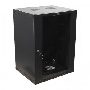 Шкаф TWT 19" серии Business, 18U 600x800, черный, стеклянная входная дверь, двухсекционная металлическая задняя дверь