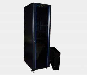 Шкаф 19" Business, 42U 600x600, черный, передняя дверь стекло, задняя дверь распашная металл
