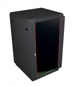 Шкаф телекоммуникационный напольный 18U (600x600) дверь стекло, цвет чёрный