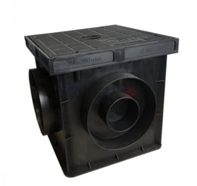 Грунтовый колодц 200x200 черный с крышкой